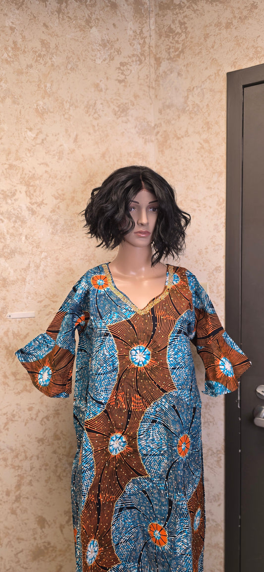 Sunburst Waves Ankara Dress