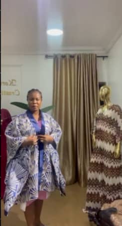 Blue & White Tribal Print Kaftan