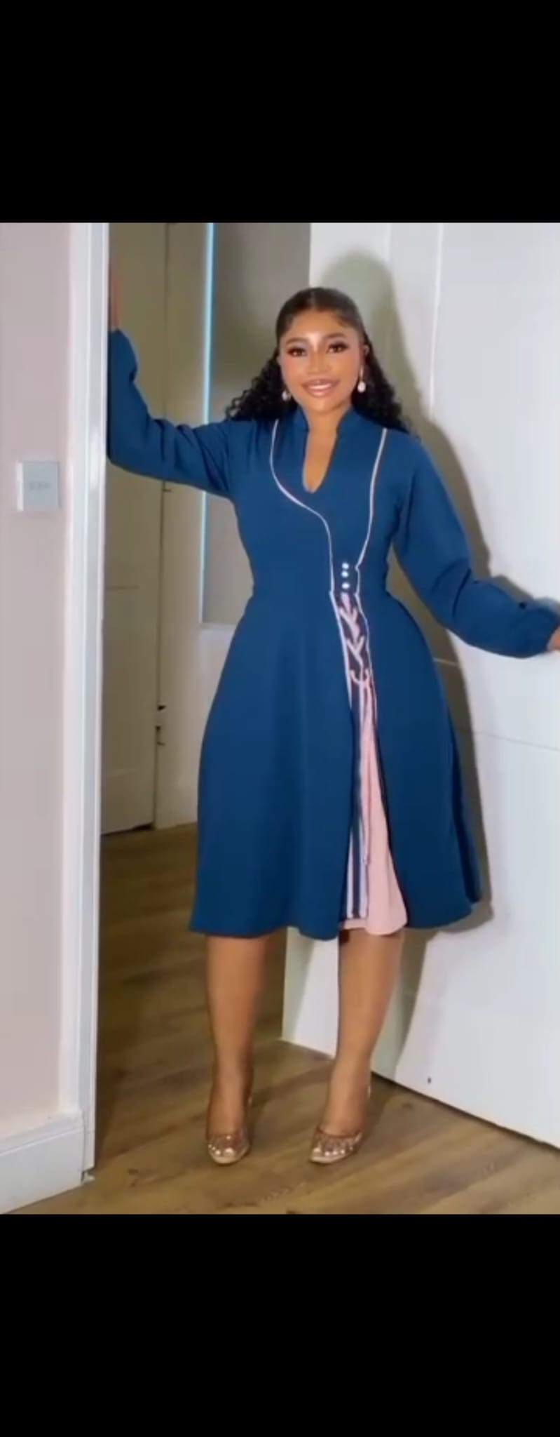 Midnight Navy Contrast Detail Dress