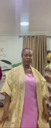 Yellow Brocade Kimono Boubou Jacket with