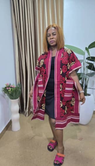 Red Ankara Kimono Jacket with Zip