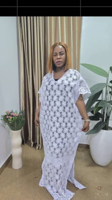 White Luxury Cord Lace Kaftan with Black Innerwear