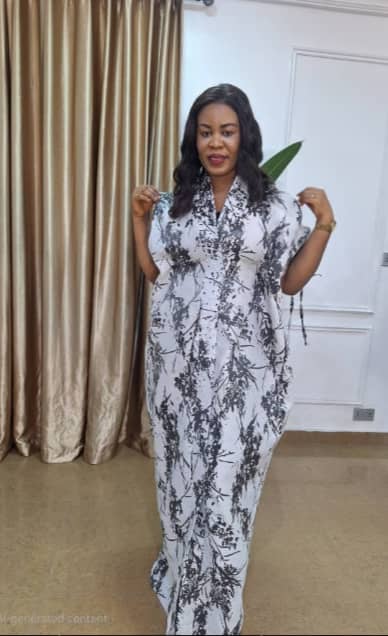 Classic Black & White Floral Kaftan Dress