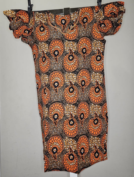 Short Sleeve Ankara Stoned Dress