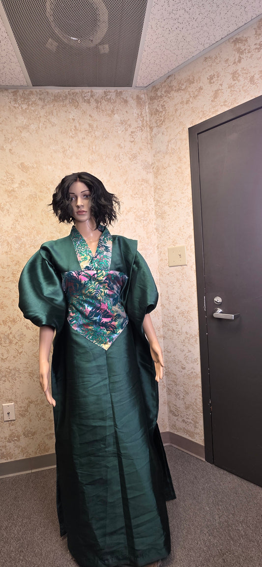 Emerald Green Maxi Dress with Statement Sleeves