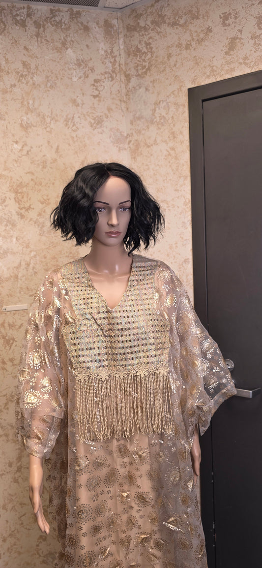 Golden Mirage Two-Piece Kaftan Set
