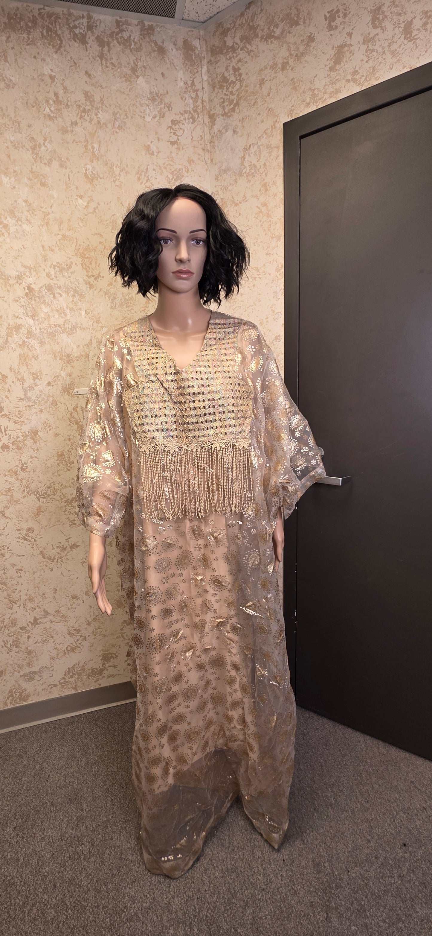 Golden Mirage Two-Piece Kaftan Set