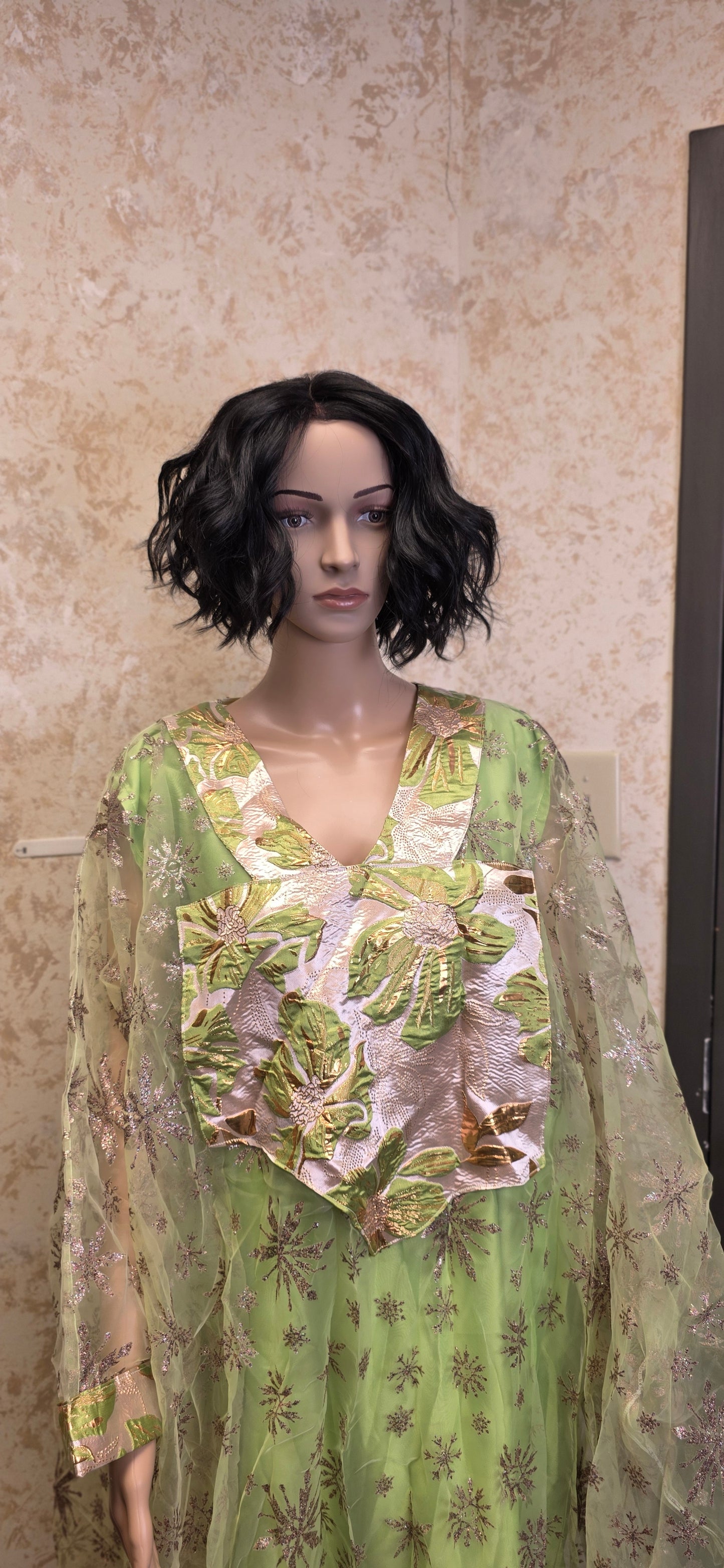 Emerald Bloom Two-Piece Kaftan Set