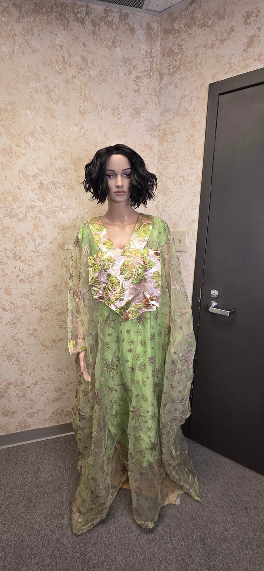 Soft Green Sheer Overlay Maxi Dress