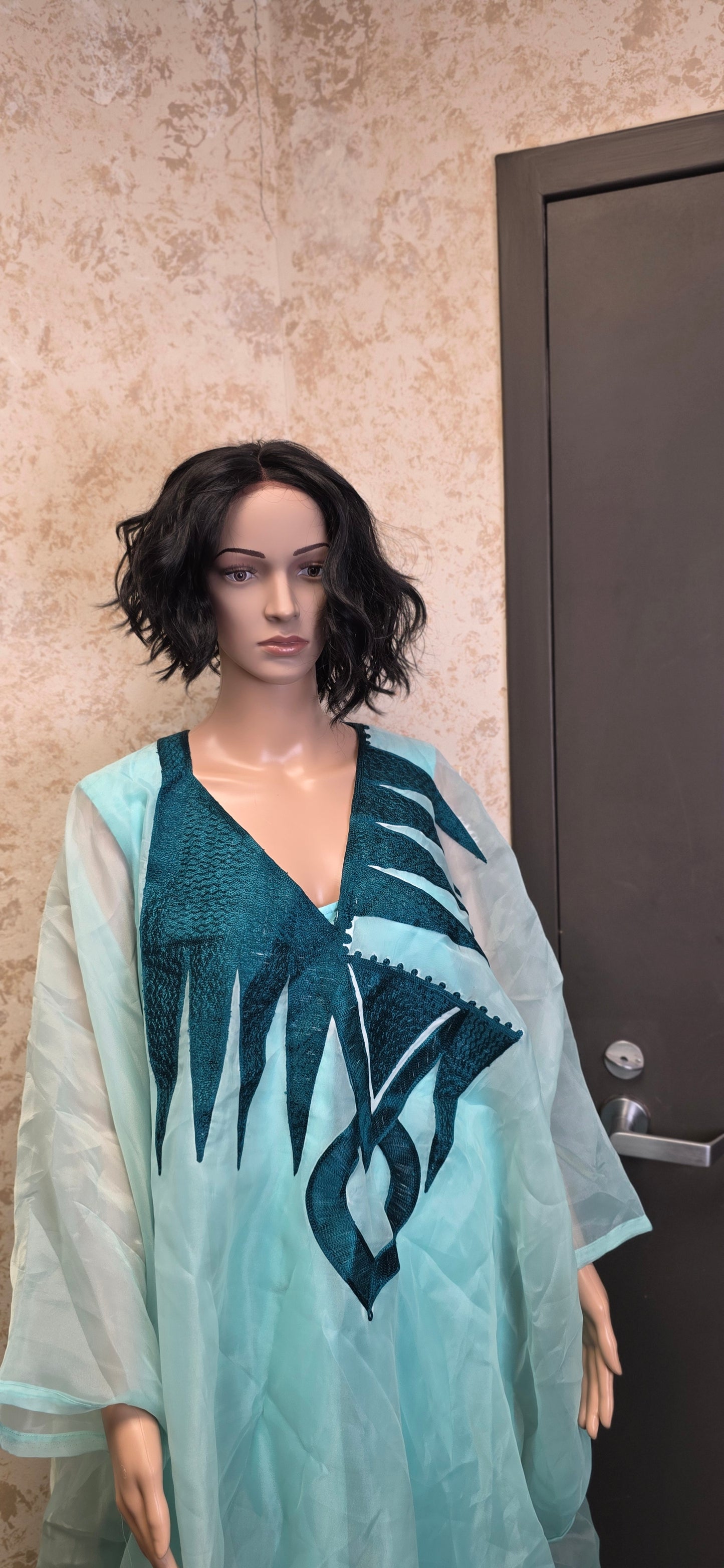 Aqua Serenity Two-Piece Kaftan Set