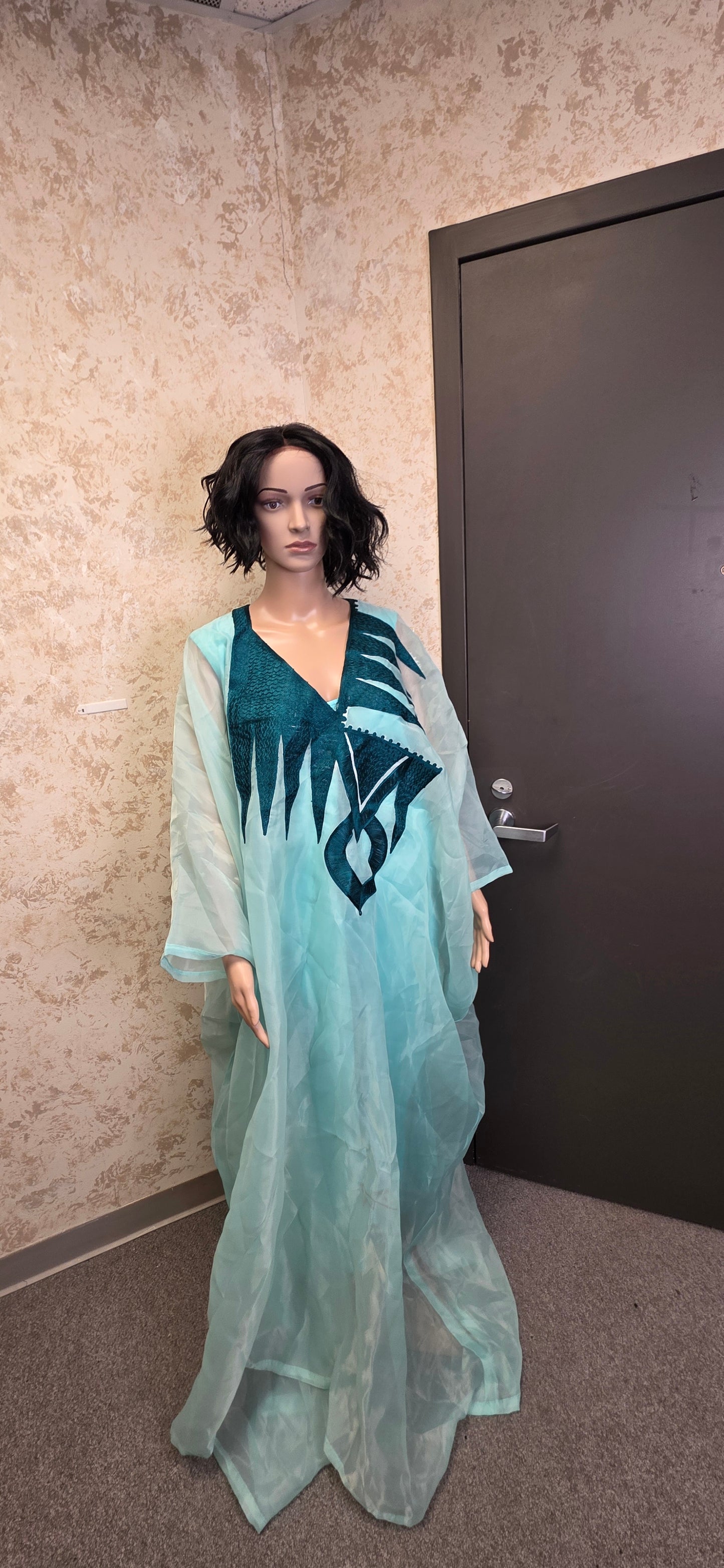 Aqua Serenity Two-Piece Kaftan Set