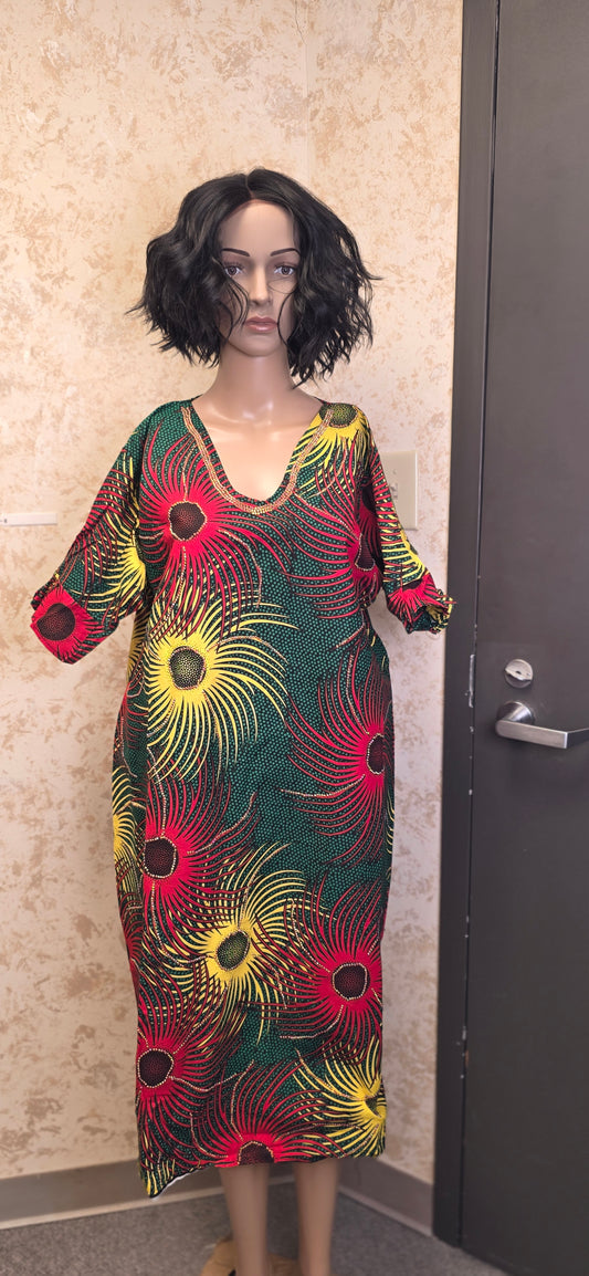 Radiant Bloom Ankara Boubou Gown