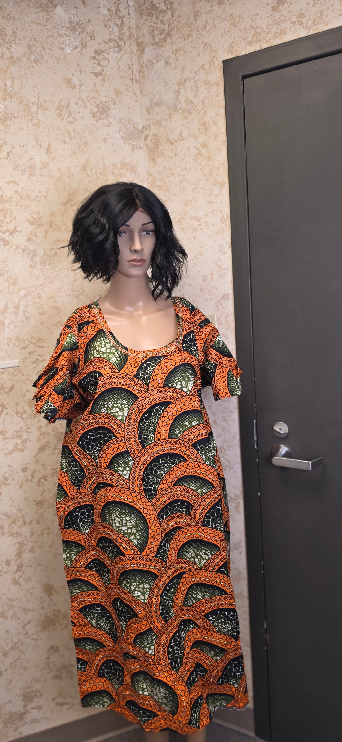 Golden Arc Ankara Dress