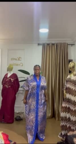 Royal Blue Tie-Dye Free-Size Kaftan