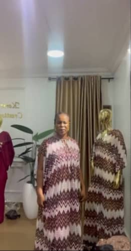 Brown & White Zig-Zag Boubou – Simple, Stylish & Comfortable