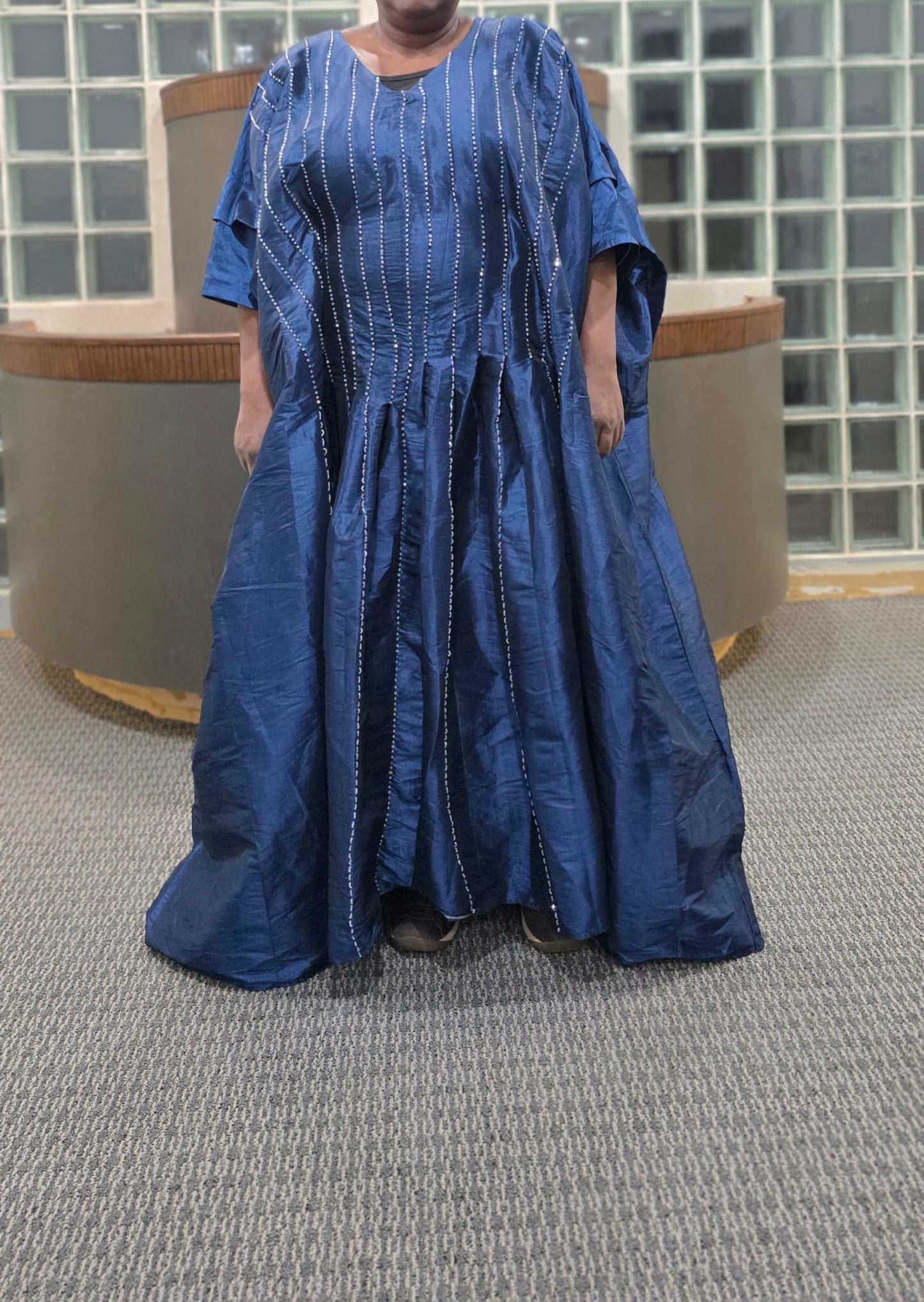 Red/Blue Silk Beaded Luxury Kaftan Gown