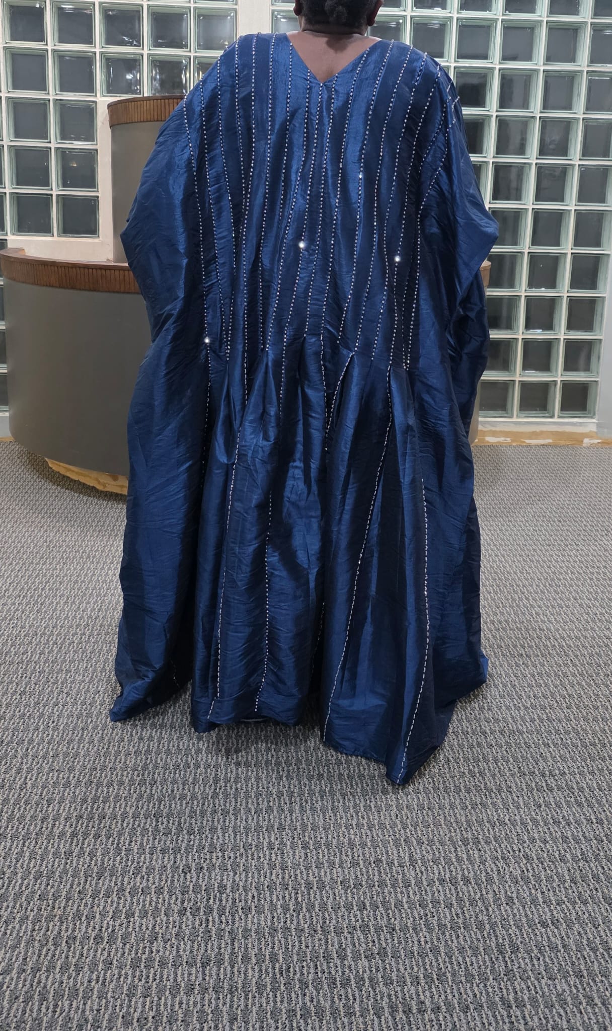 Red/Blue Silk Beaded Luxury Kaftan Gown