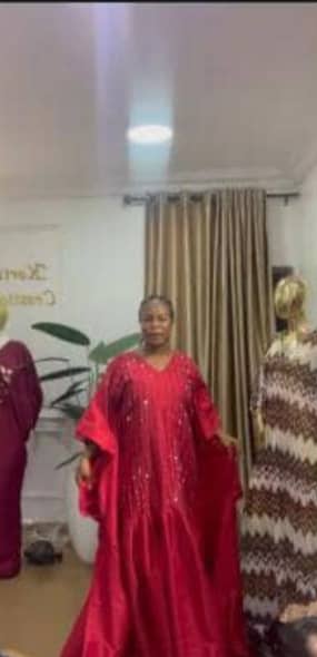 Red/Blue Silk Beaded Luxury Kaftan Gown