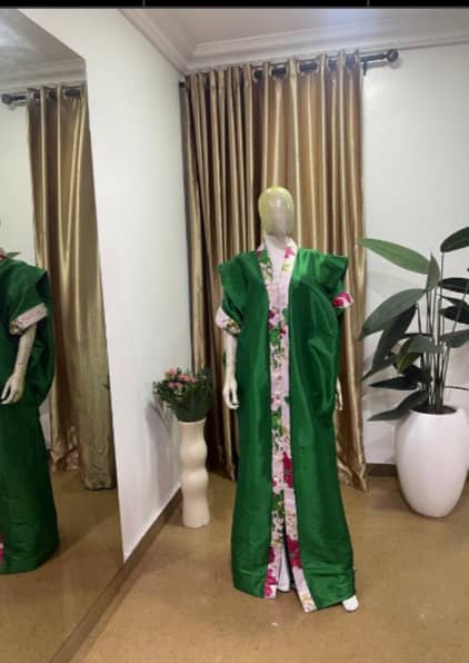 Emerald Layered Kaftan Set with Belt