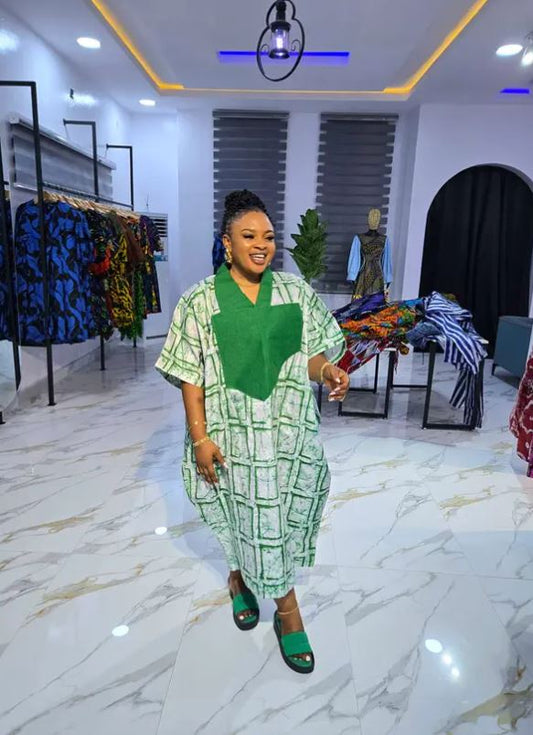 Emerald Geo Chic Kaftan Dress