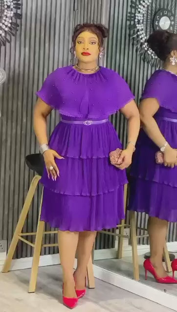 Regal Violet Tiered Ruffle Dress