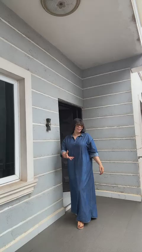 Denim Ease Maxi Shirt Dress