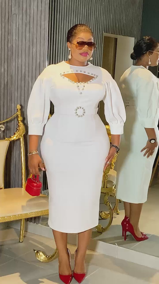 White Elegance Cutout Midi Dress