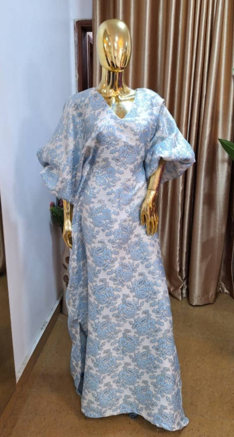 Sky Blue Brocade Long Dress