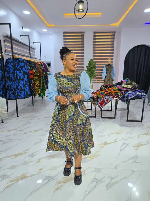 Royal Bloom Midi Ankara Dress